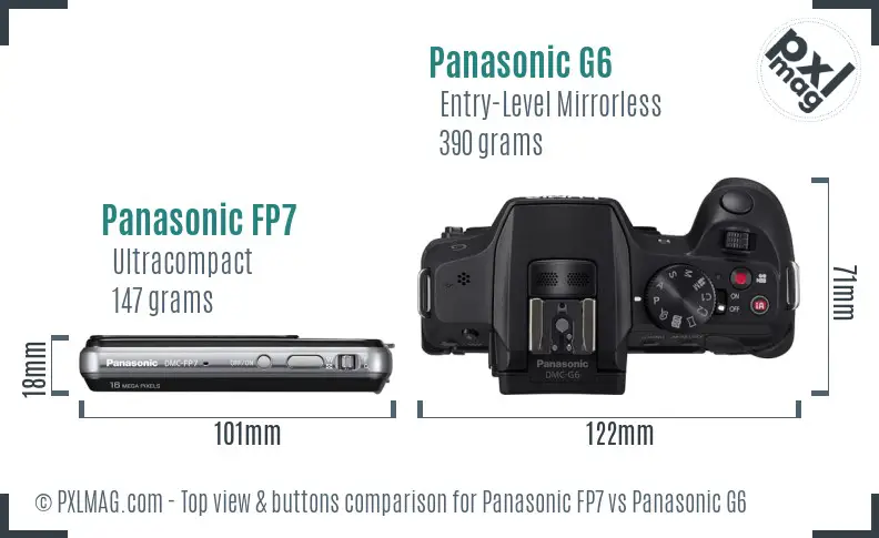 Panasonic FP7 vs Panasonic G6 top view buttons comparison