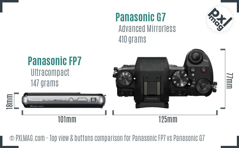 Panasonic FP7 vs Panasonic G7 top view buttons comparison