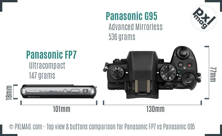 Panasonic FP7 vs Panasonic G95 top view buttons comparison