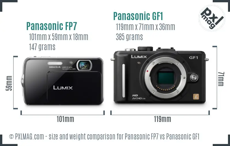 Panasonic FP7 vs Panasonic GF1 size comparison