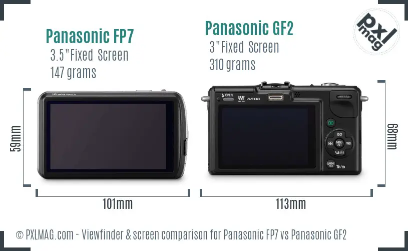 Panasonic FP7 vs Panasonic GF2 Screen and Viewfinder comparison