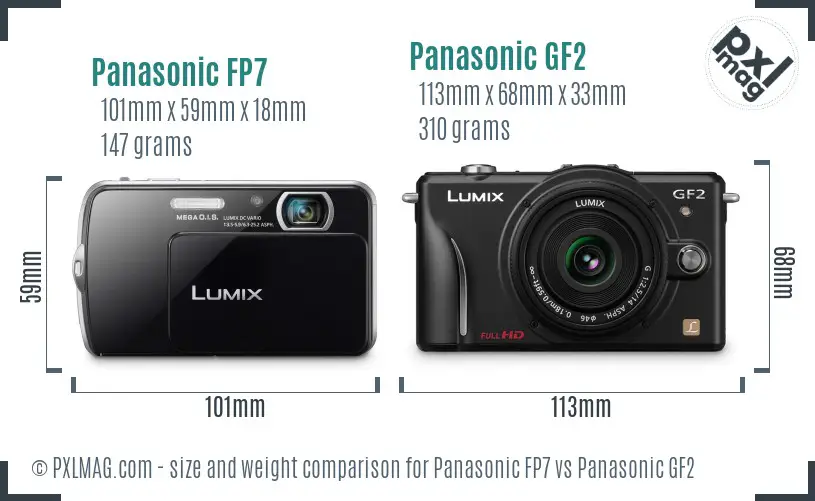 Panasonic FP7 vs Panasonic GF2 size comparison