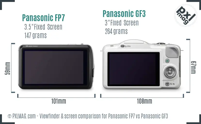 Panasonic FP7 vs Panasonic GF3 Screen and Viewfinder comparison
