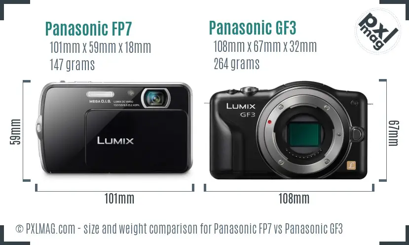 Panasonic FP7 vs Panasonic GF3 size comparison