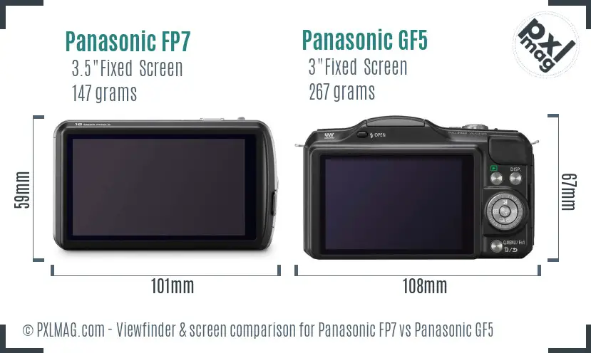 Panasonic FP7 vs Panasonic GF5 Screen and Viewfinder comparison
