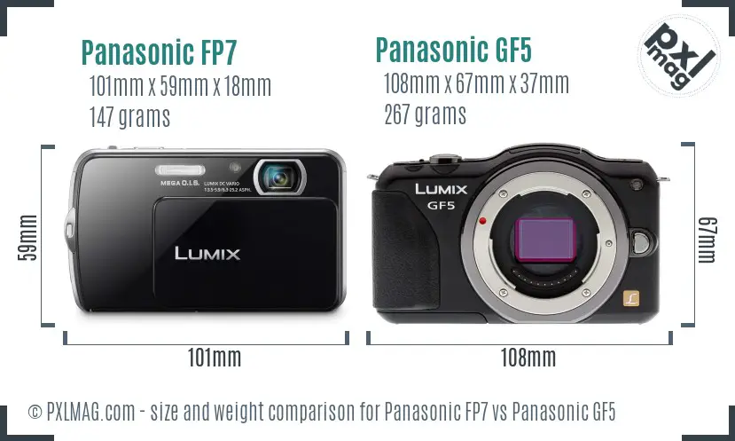 Panasonic FP7 vs Panasonic GF5 size comparison