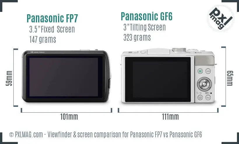 Panasonic FP7 vs Panasonic GF6 Screen and Viewfinder comparison