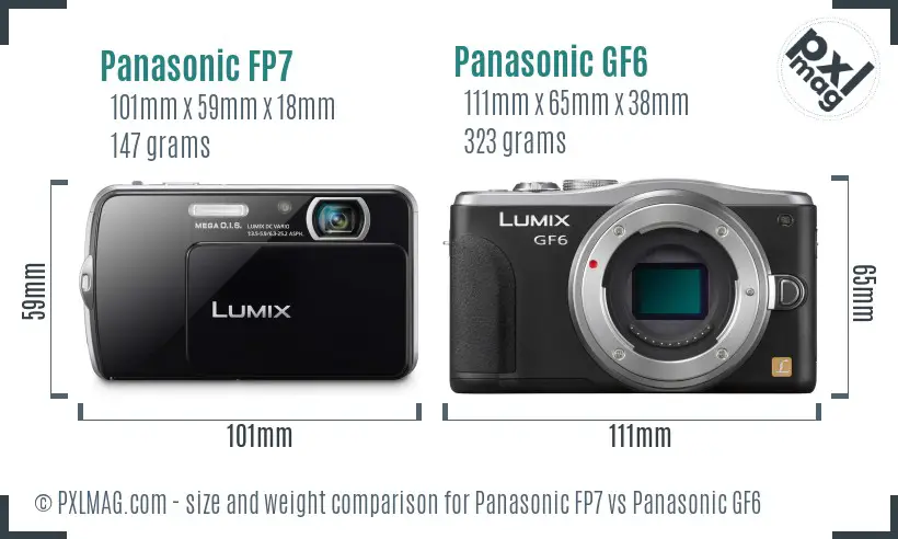 Panasonic FP7 vs Panasonic GF6 size comparison