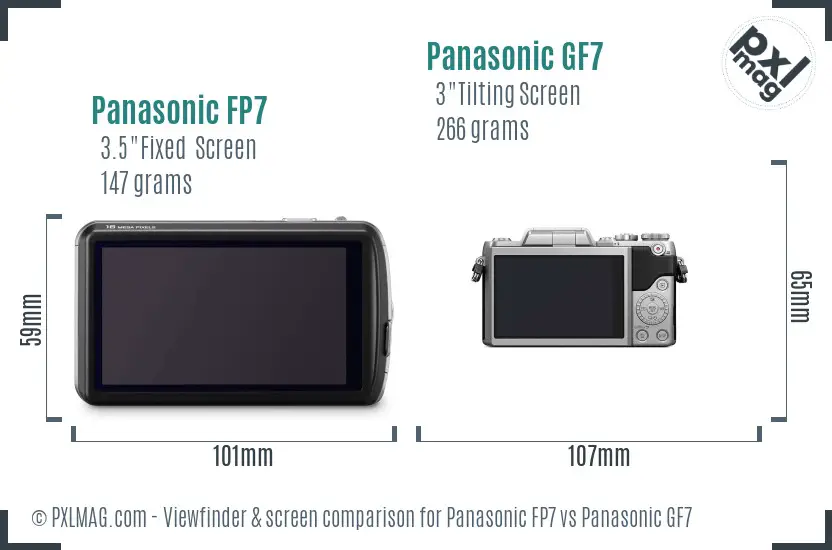 Panasonic FP7 vs Panasonic GF7 Screen and Viewfinder comparison