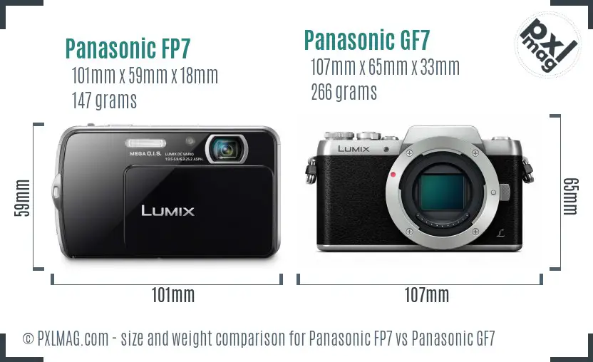 Panasonic FP7 vs Panasonic GF7 size comparison