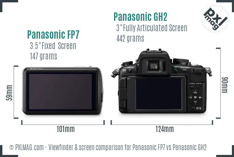 Panasonic FP7 vs Panasonic GH2 Screen and Viewfinder comparison