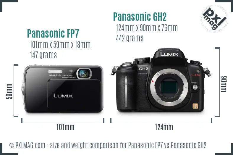 Panasonic FP7 vs Panasonic GH2 size comparison