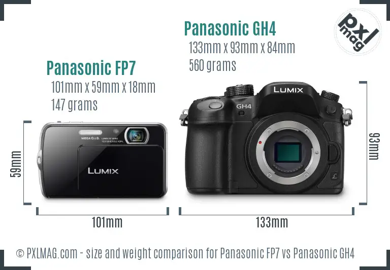 Panasonic FP7 vs Panasonic GH4 size comparison Panasonic FP7 vs Panasonic GH4 size comparison
