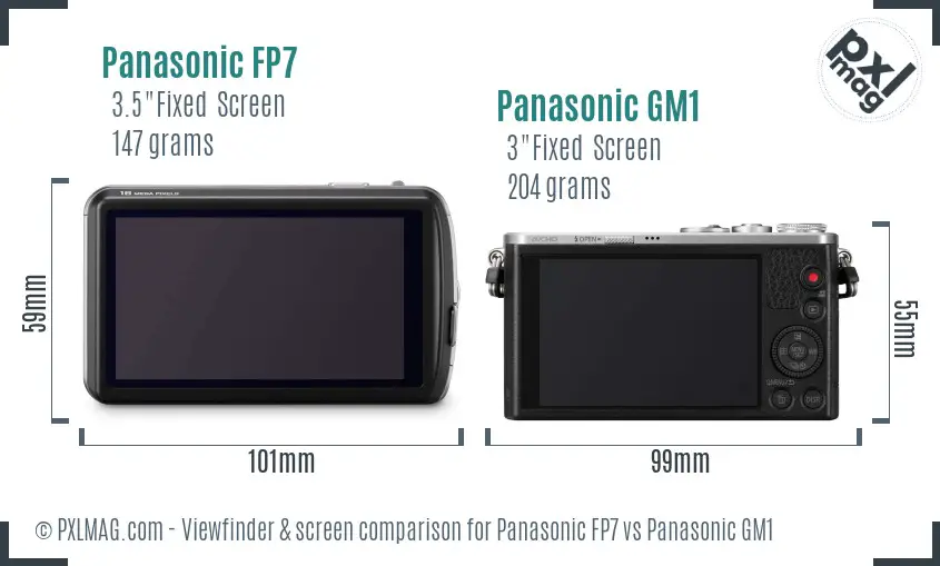 Panasonic FP7 vs Panasonic GM1 Screen and Viewfinder comparison