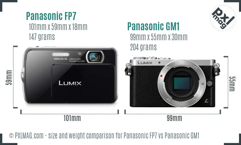 Panasonic FP7 vs Panasonic GM1 size comparison