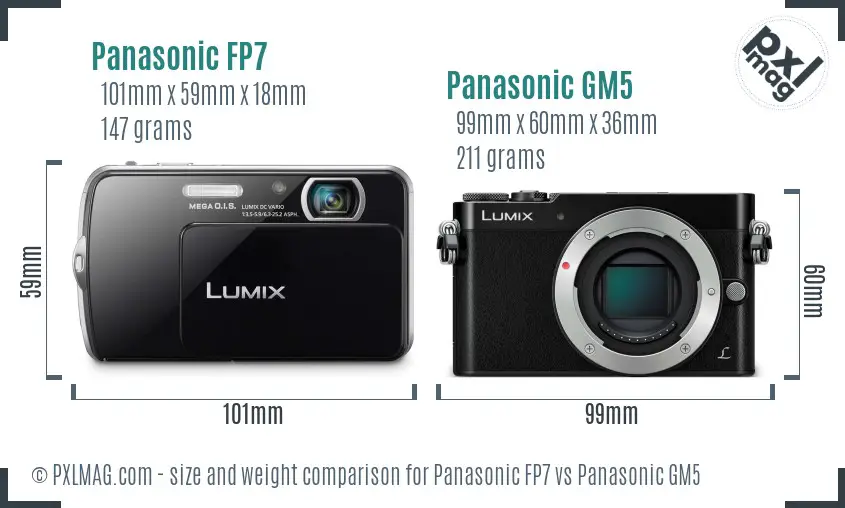 Panasonic FP7 vs Panasonic GM5 size comparison