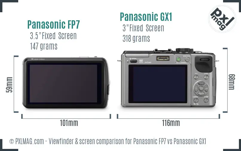 Panasonic FP7 vs Panasonic GX1 Screen and Viewfinder comparison