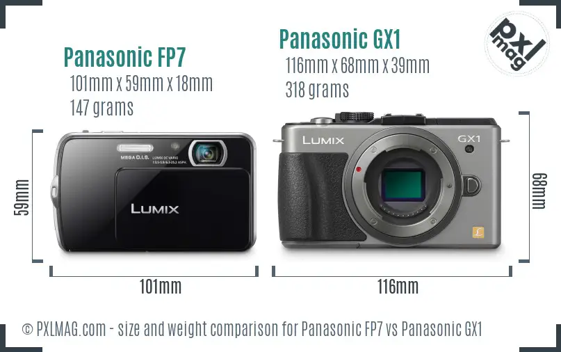 Panasonic FP7 vs Panasonic GX1 size comparison