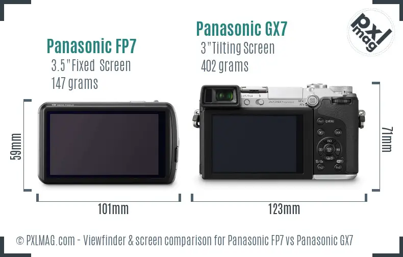 Panasonic FP7 vs Panasonic GX7 Screen and Viewfinder comparison