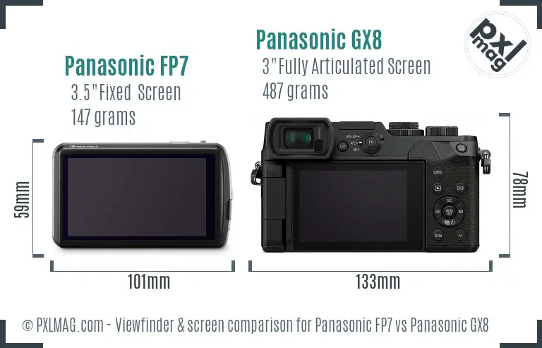 Panasonic FP7 vs Panasonic GX8 Screen and Viewfinder comparison Panasonic FP7 vs Panasonic GX8 Screen and Viewfinder comparison