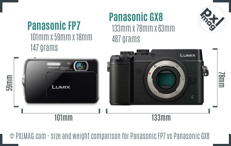 Panasonic FP7 vs Panasonic GX8 size comparison Panasonic FP7 vs Panasonic GX8 size comparison