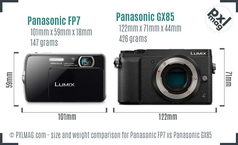 Panasonic FP7 vs Panasonic GX85 size comparison