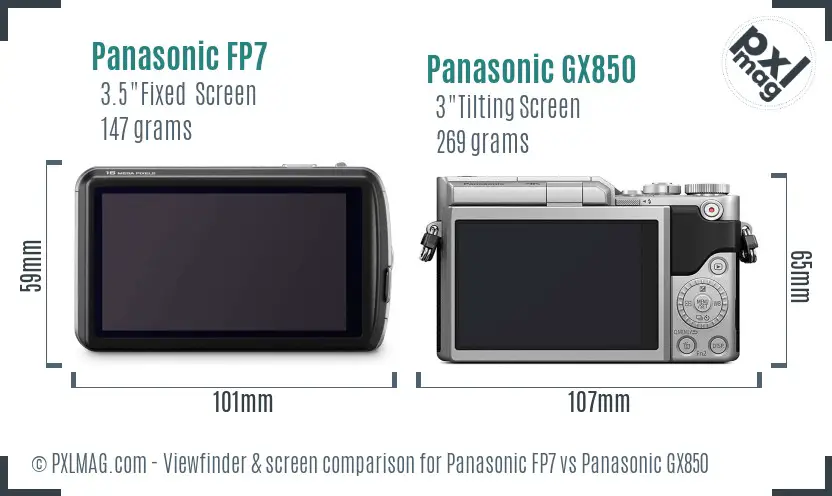Panasonic FP7 vs Panasonic GX850 Screen and Viewfinder comparison