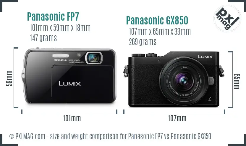 Panasonic FP7 vs Panasonic GX850 size comparison