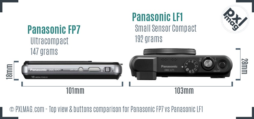Panasonic FP7 vs Panasonic LF1 top view buttons comparison