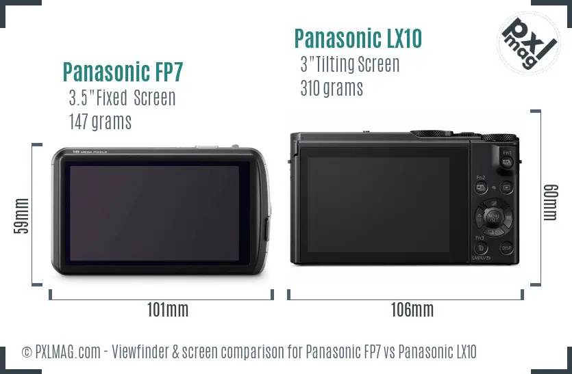 Panasonic FP7 vs Panasonic LX10 Screen and Viewfinder comparison