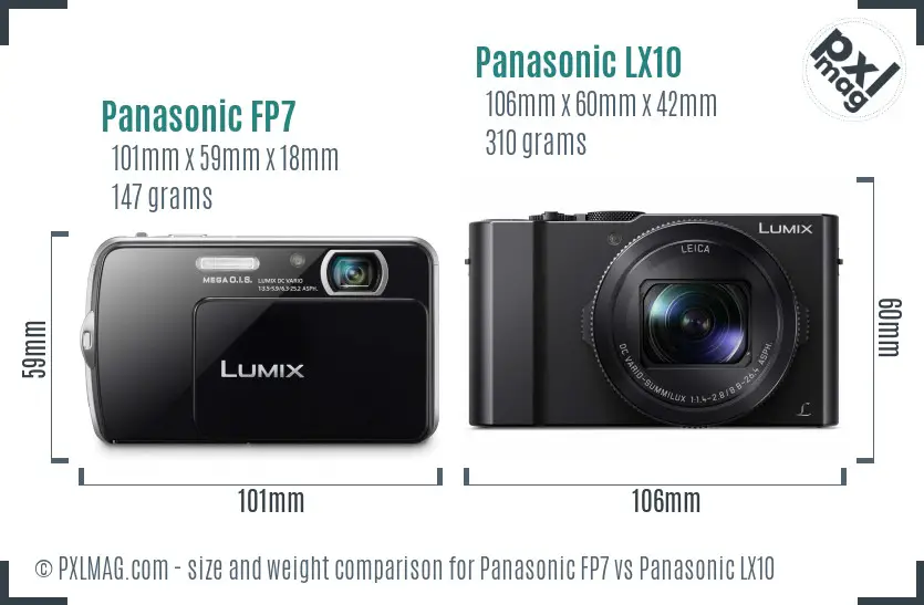 Panasonic FP7 vs Panasonic LX10 size comparison