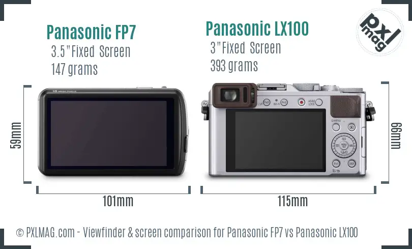 Panasonic FP7 vs Panasonic LX100 Screen and Viewfinder comparison