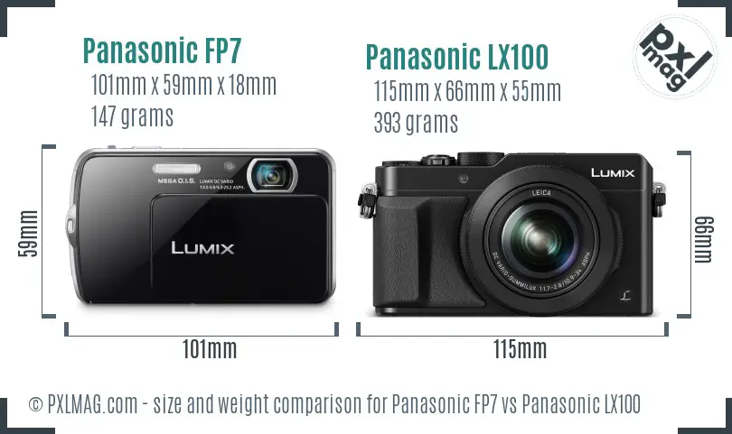 Panasonic FP7 vs Panasonic LX100 size comparison
