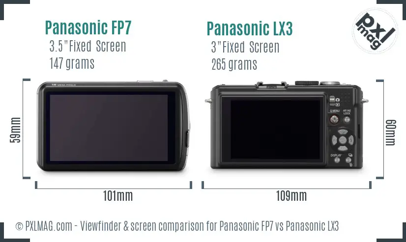 Panasonic FP7 vs Panasonic LX3 Screen and Viewfinder comparison Panasonic FP7 vs Panasonic LX3 Screen and Viewfinder comparison