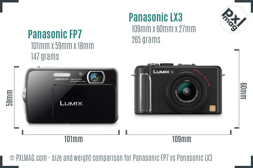 Panasonic FP7 vs Panasonic LX3 size comparison Panasonic FP7 vs Panasonic LX3 size comparison