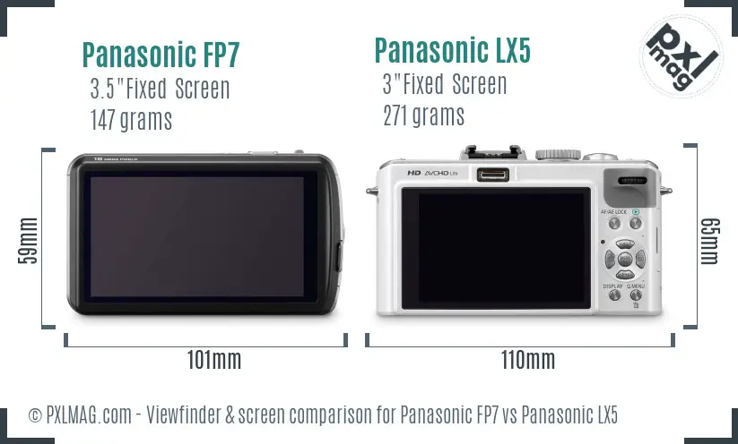 Panasonic FP7 vs Panasonic LX5 Screen and Viewfinder comparison