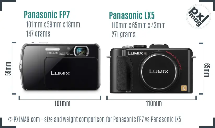 Panasonic FP7 vs Panasonic LX5 size comparison