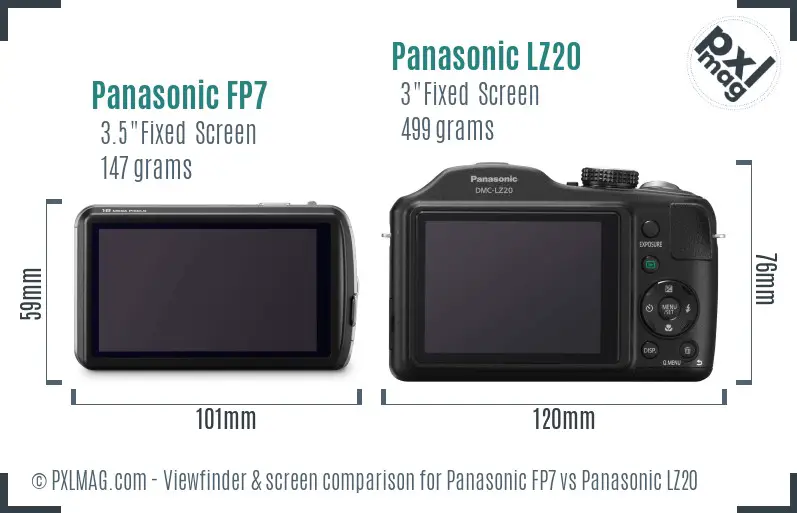Panasonic FP7 vs Panasonic LZ20 Screen and Viewfinder comparison