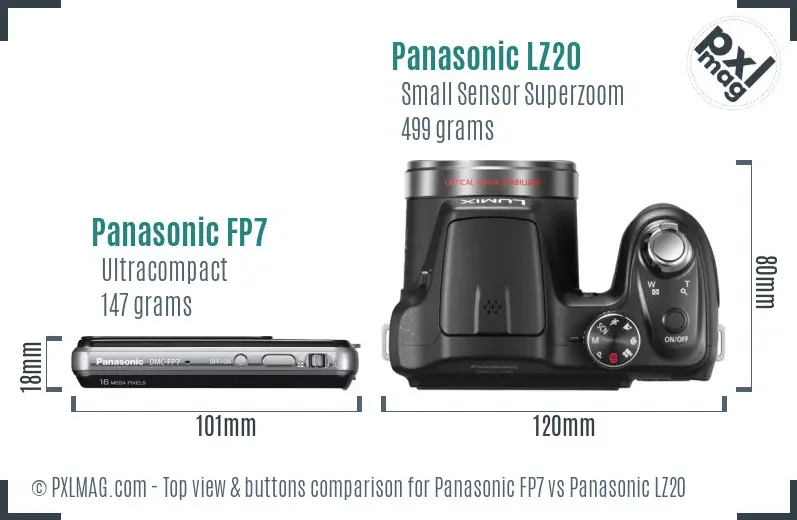 Panasonic FP7 vs Panasonic LZ20 top view buttons comparison