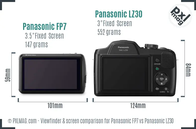 Panasonic FP7 vs Panasonic LZ30 Screen and Viewfinder comparison