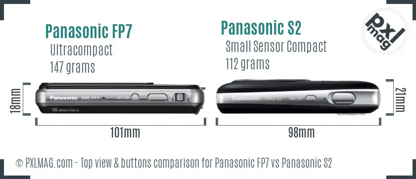 Panasonic FP7 vs Panasonic S2 top view buttons comparison