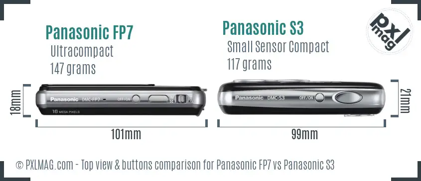 Panasonic FP7 vs Panasonic S3 top view buttons comparison Panasonic FP7 vs Panasonic S3 top view buttons comparison