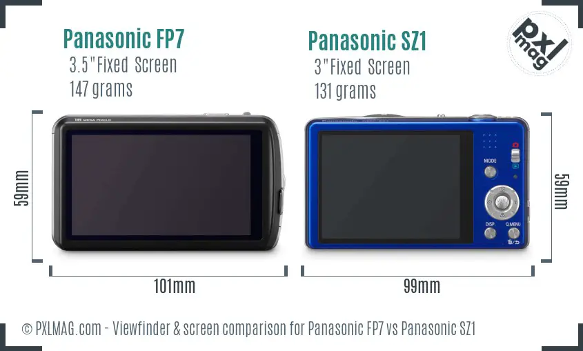 Panasonic FP7 vs Panasonic SZ1 Screen and Viewfinder comparison Panasonic FP7 vs Panasonic SZ1 Screen and Viewfinder comparison