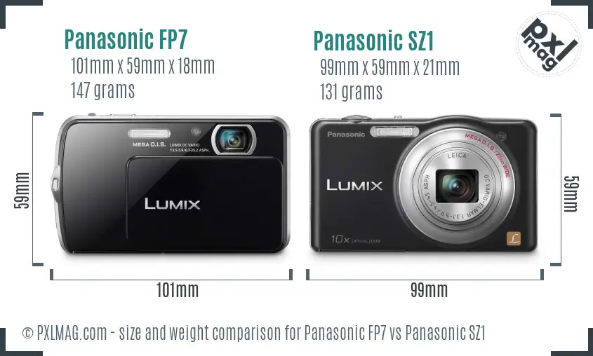 Panasonic FP7 vs Panasonic SZ1 size comparison Panasonic FP7 vs Panasonic SZ1 size comparison