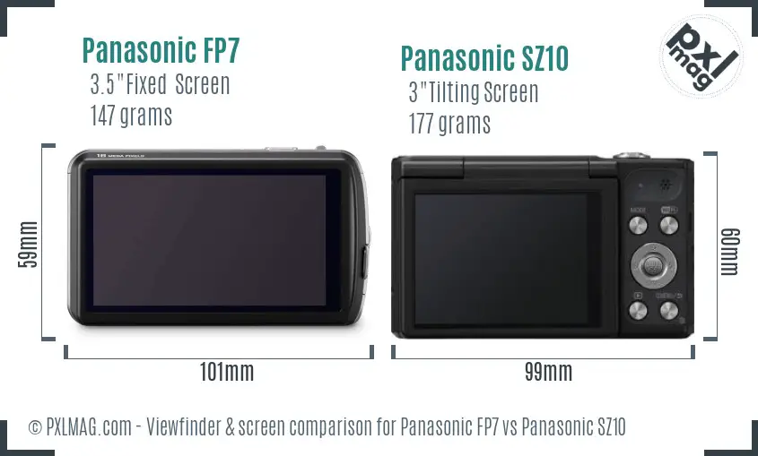 Panasonic FP7 vs Panasonic SZ10 Screen and Viewfinder comparison