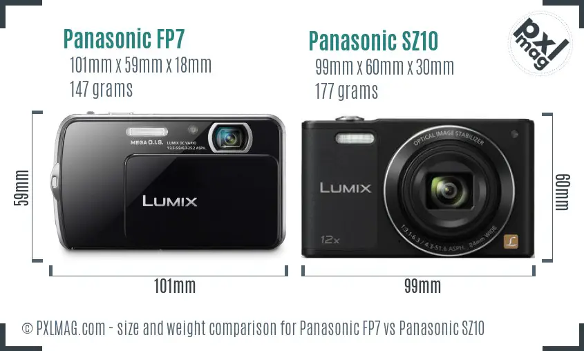 Panasonic FP7 vs Panasonic SZ10 size comparison