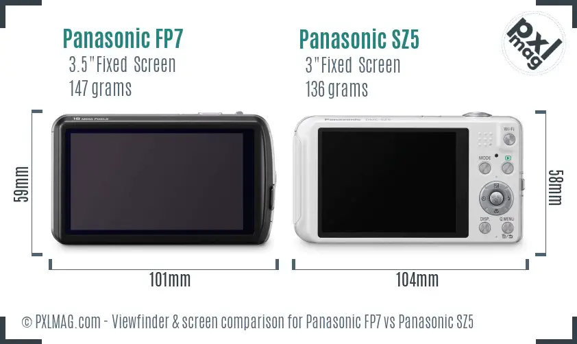 Panasonic FP7 vs Panasonic SZ5 Screen and Viewfinder comparison