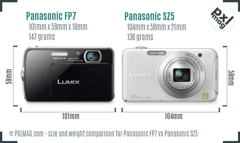 Panasonic FP7 vs Panasonic SZ5 size comparison