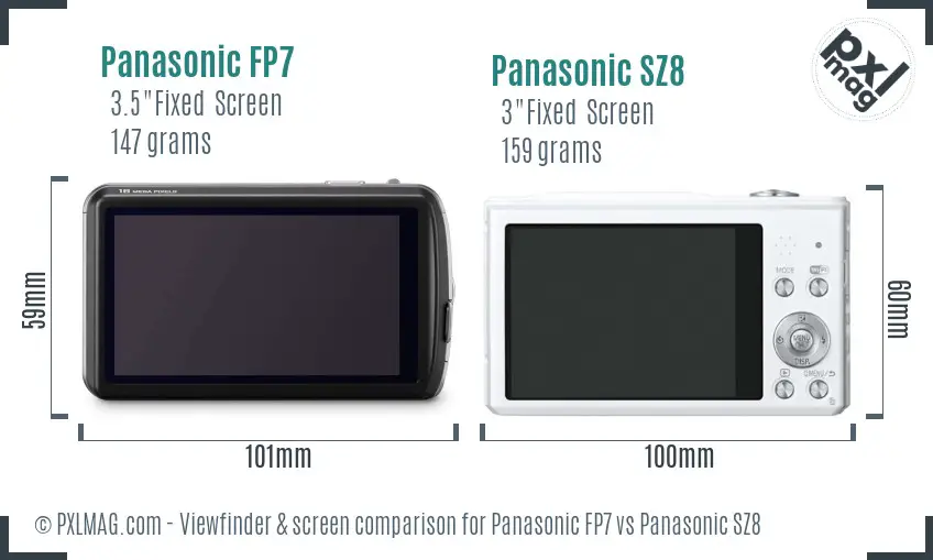 Panasonic FP7 vs Panasonic SZ8 Screen and Viewfinder comparison