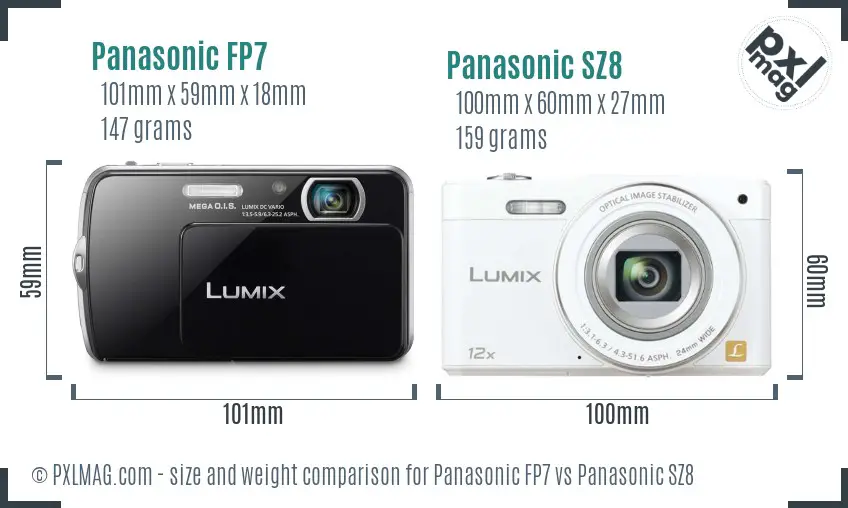 Panasonic FP7 vs Panasonic SZ8 size comparison